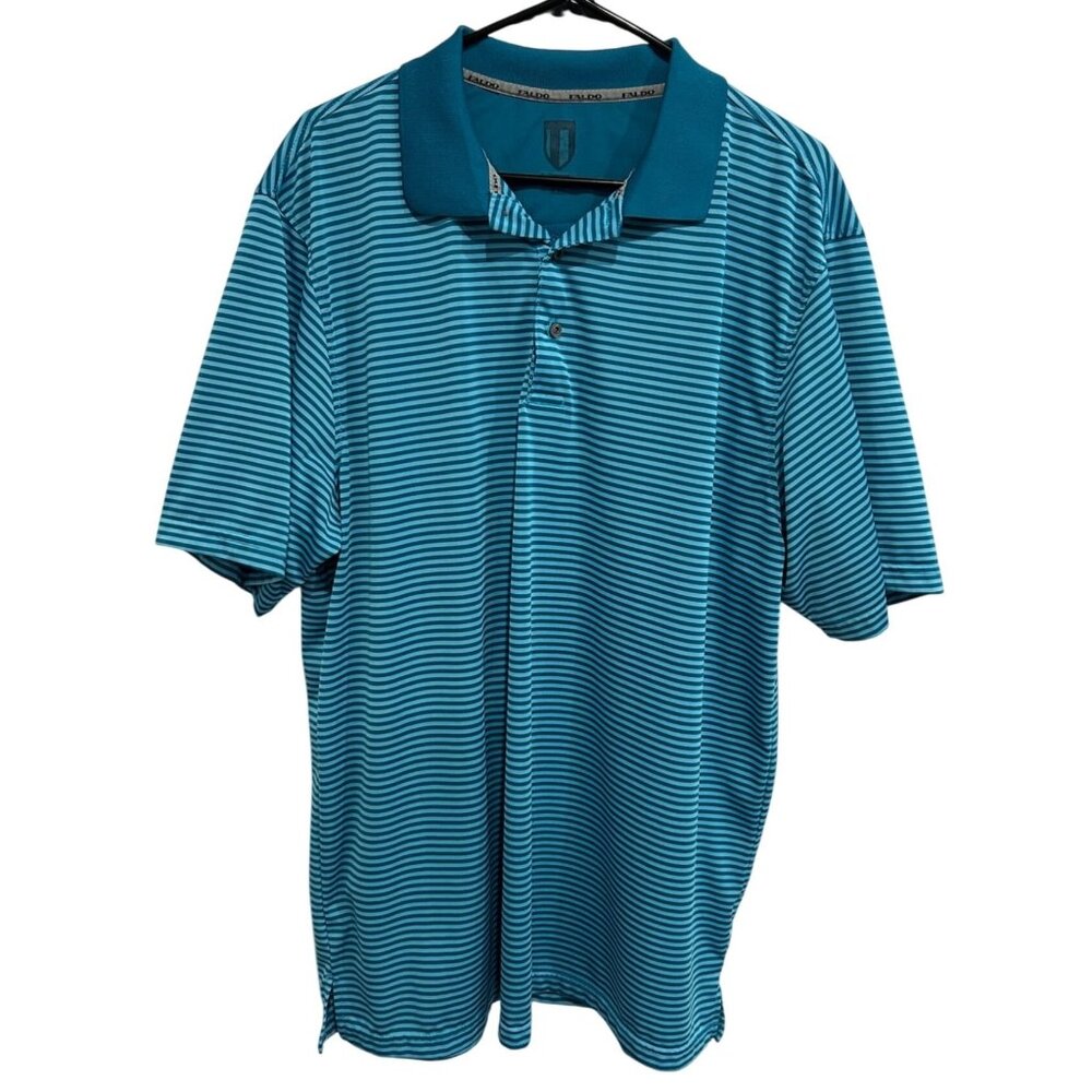 Faldo Mens Blue Striped Polo Shirt Size XL Polyester